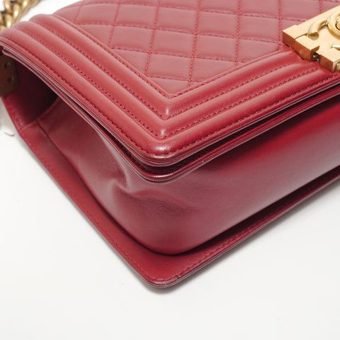 CHANEL Item No. 19 Boy Chanel Lambskin Shoulder Bag Red WS27635