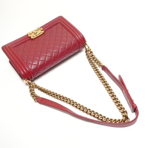 CHANEL Item No. 19 Boy Chanel Lambskin Shoulder Bag Red WS27635