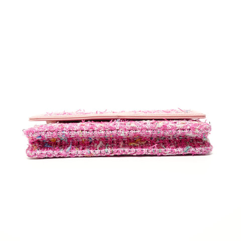 CHANEL Item #27: Filigree Tweed Chain Wallet Shoulder Bag pink WS27639