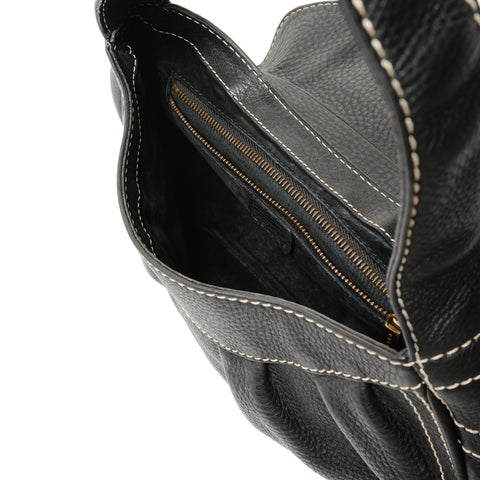 CELINE Large Shoe Quet Leather Shoulder Bag black WS27642