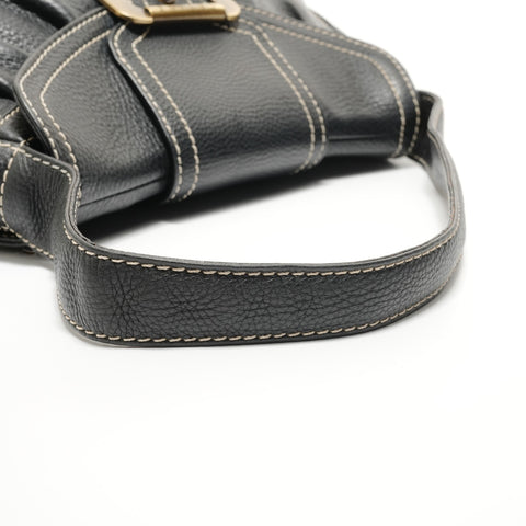 CELINE Large Shoe Quet Leather Shoulder Bag black WS27642