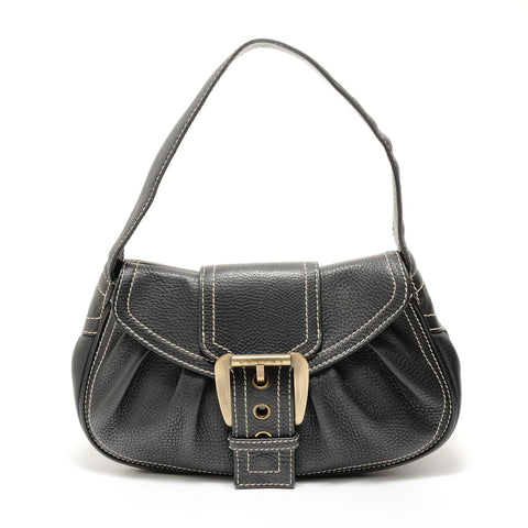 CELINE Large Shoe Quet Leather Shoulder Bag black WS27642