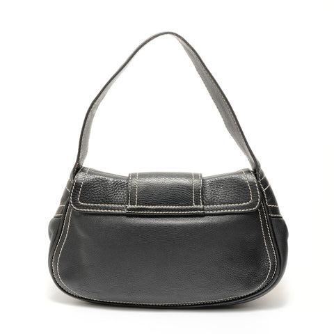 CELINE Large Shoe Quet Leather Shoulder Bag black WS27642
