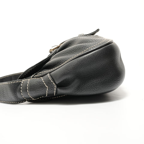 CELINE Large Shoe Quet Leather Shoulder Bag black WS27642