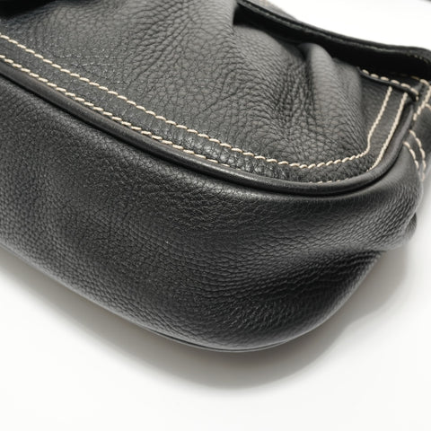 CELINE Large Shoe Quet Leather Shoulder Bag black WS27642