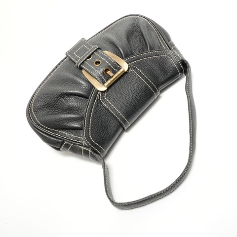 CELINE Large Shoe Quet Leather Shoulder Bag black WS27642