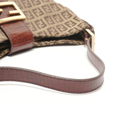FENDI Mamma Zucchino Canvas Shoulder Bag Brown WS27643