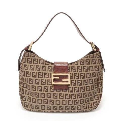 FENDI Mamma Zucchino Canvas Shoulder Bag Brown WS27643