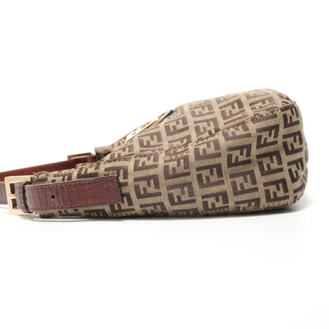 FENDI Mamma Zucchino Canvas Shoulder Bag Brown WS27643