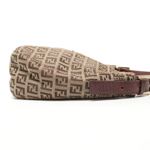 FENDI Mamma Zucchino Canvas Shoulder Bag Brown WS27643