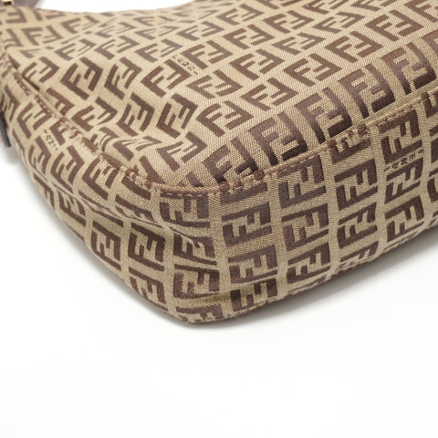 FENDI Mamma Zucchino Canvas Shoulder Bag Brown WS27643