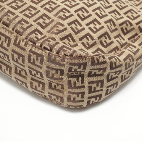 FENDI Mamma Zucchino Canvas Shoulder Bag Brown WS27643