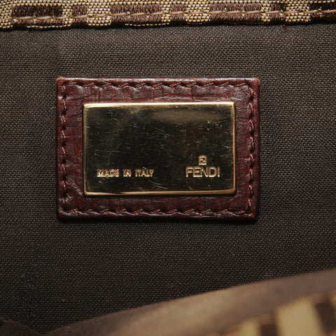 FENDI Mamma Zucchino Canvas Shoulder Bag Brown WS27643