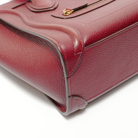 CELINE Luggage Nano Shopper 2-way Leather Handbag Red WS27649