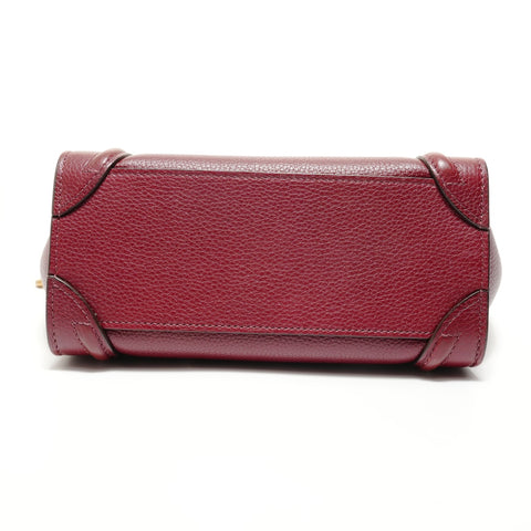 CELINE Luggage Nano Shopper 2-way Leather Handbag Red WS27649