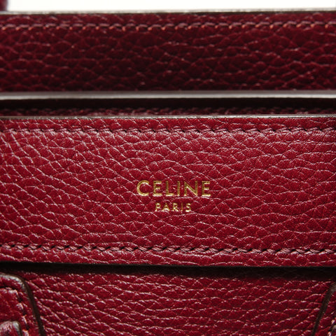 CELINE Luggage Nano Shopper 2-way Leather Handbag Red WS27649