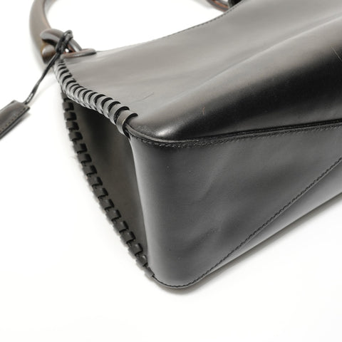 GUCCI Wood handle Shoulder Bag black WS27655