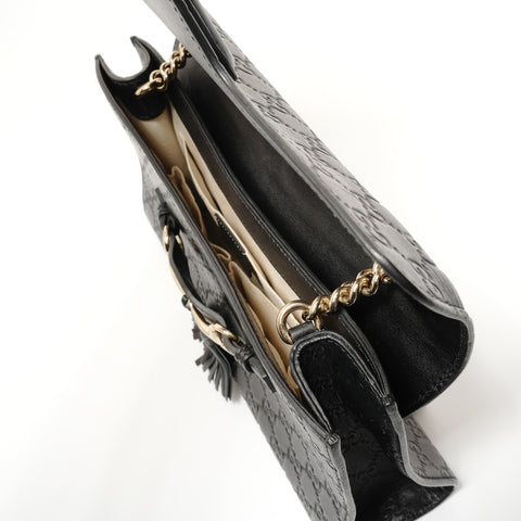 GUCCI GG Shima Emily Leather Horsebit Shoulder Bag black WS27656