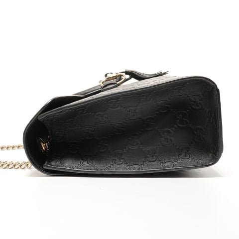 GUCCI GG Shima Emily Leather Horsebit Shoulder Bag black WS27656