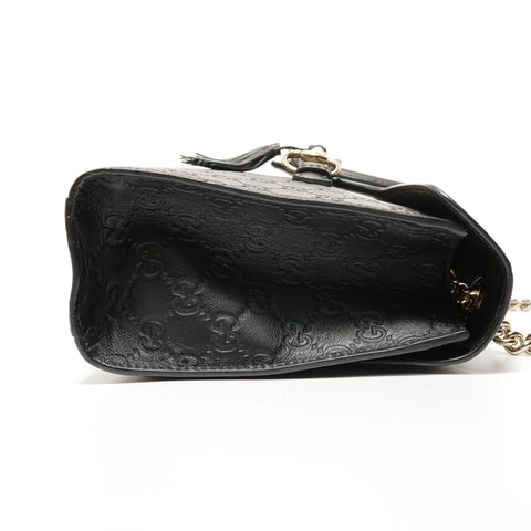 GUCCI GG Shima Emily Leather Horsebit Shoulder Bag black WS27656