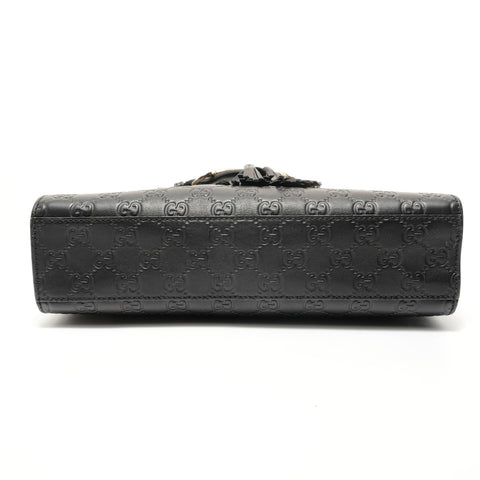 GUCCI GG Shima Emily Leather Horsebit Shoulder Bag black WS27656