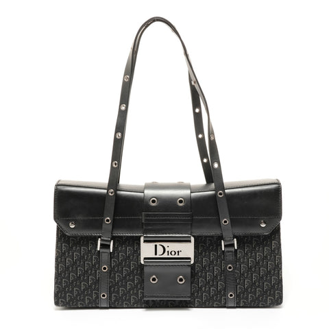 Christian Dior Street Chic Trotter Canvas Shoulder Bag black WS27659