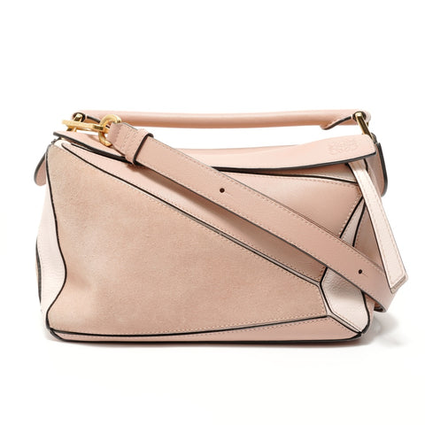 LOEWE Puzzle 2-way Leather Suede Shoulder Bag pink WS27662