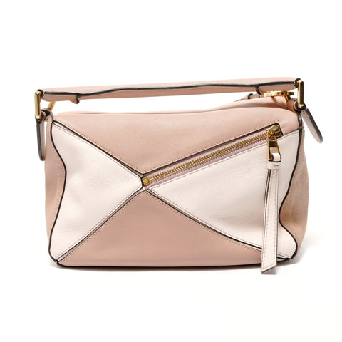 LOEWE Puzzle 2-way Leather Suede Shoulder Bag pink WS27662
