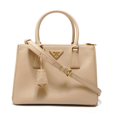 PRADA Saffiano Galleria 2-way 1BA863 Handbag beige WS27663