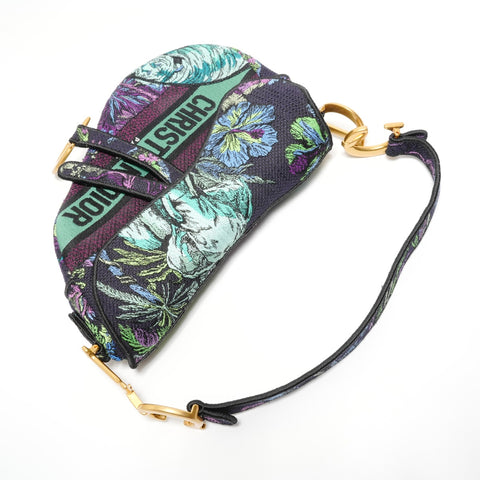 Christian Dior Saddle Jacquard Floral Shoulder Bag multicolor WS27664