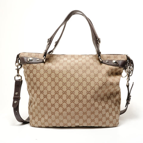 GUCCI GG canvas 2way Tote Bag Brown WS27666