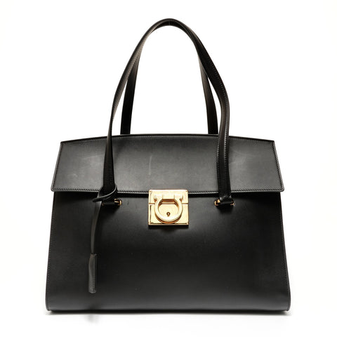 Salvatore Ferragamo Gancini leather Tote Bag black WS27667