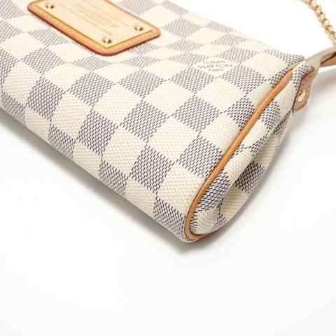 LOUIS VUITTON Damier Azur Eva, made in 2013. Shoulder Bag white WS27669