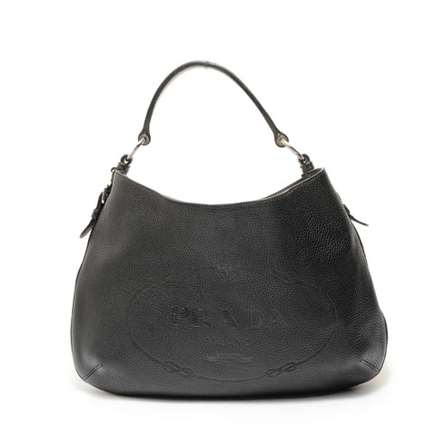 PRADA Leather logo one belt Shoulder Bag black WS27674