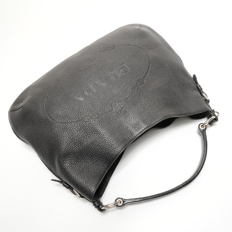 PRADA Leather logo one belt Shoulder Bag black WS27674