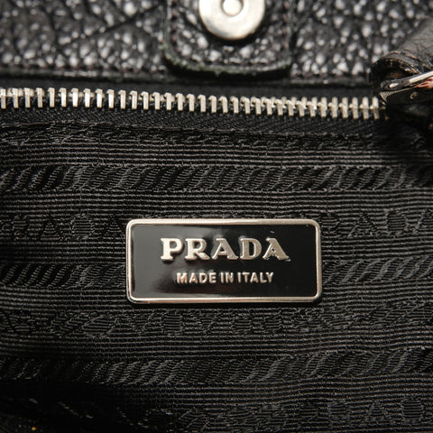 PRADA Leather logo one belt Shoulder Bag black WS27674