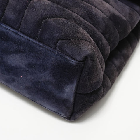 YVES SAINT LAURENT YSL Lulu Cassandra Suede Shoulder Bag Navy WS27676