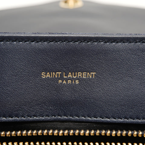 YVES SAINT LAURENT YSL Lulu Cassandra Suede Shoulder Bag Navy WS27676