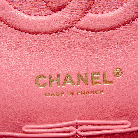 CHANEL 25 series Matelass Caviar Skin Double Flap Shoulder Bag pink WS27677