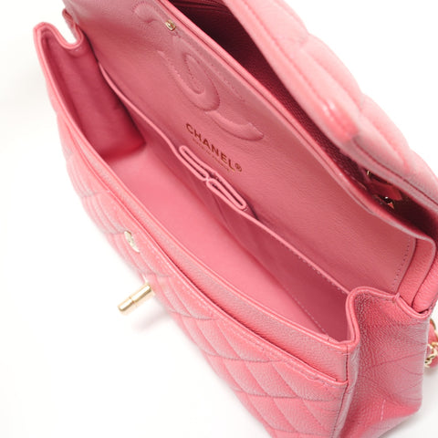 CHANEL 25 series Matelass Caviar Skin Double Flap Shoulder Bag pink WS27677