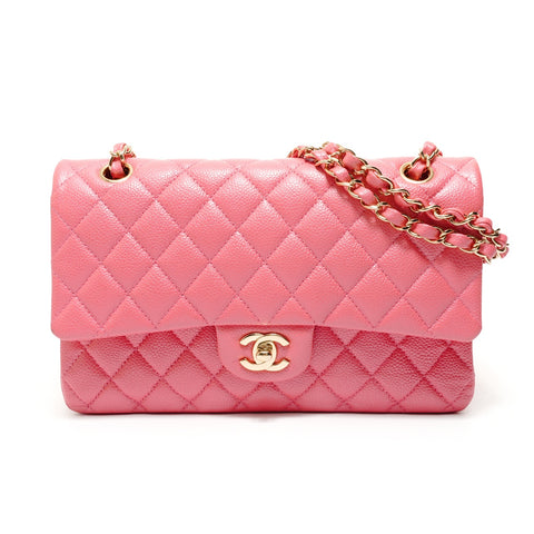CHANEL 25 series Matelass Caviar Skin Double Flap Shoulder Bag pink WS27677