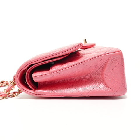 CHANEL 25 series Matelass Caviar Skin Double Flap Shoulder Bag pink WS27677