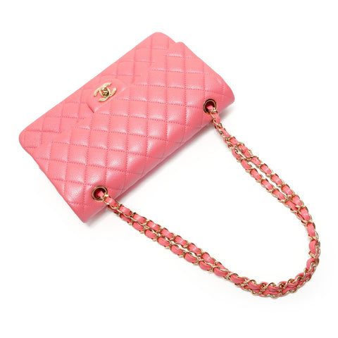 CHANEL 25 series Matelass Caviar Skin Double Flap Shoulder Bag pink WS27677