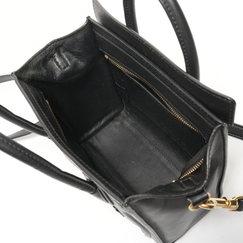 CELINE Luggage Nano Shopper 2-way Leather Handbag black WS27679