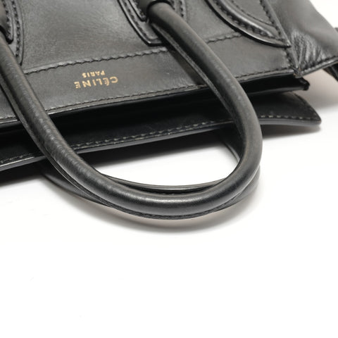 CELINE Luggage Nano Shopper 2-way Leather Handbag black WS27679