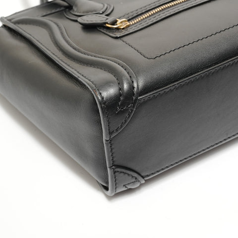 CELINE Luggage Nano Shopper 2-way Leather Handbag black WS27679