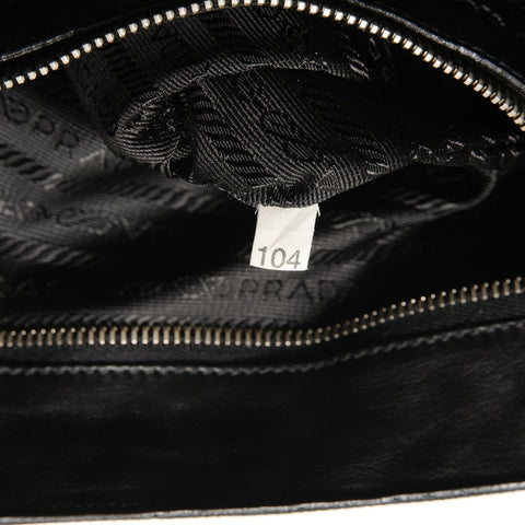 PRADA Nylon Leather Triangle Logo Buckle Shoulder Bag black WS27680