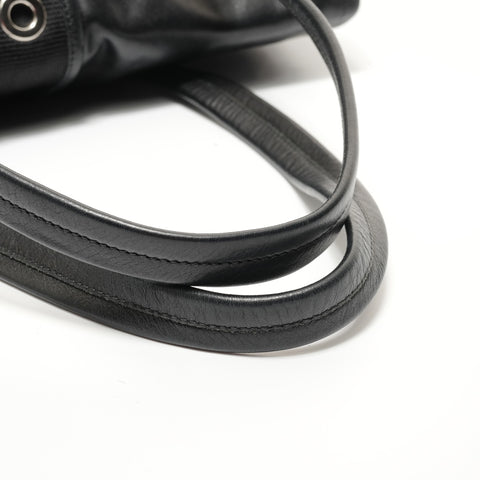 PRADA Nylon Leather Triangle Logo Buckle Shoulder Bag black WS27680