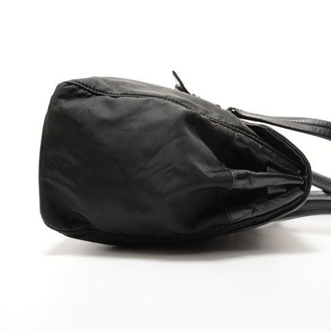 PRADA Nylon Leather Triangle Logo Buckle Shoulder Bag black WS27680