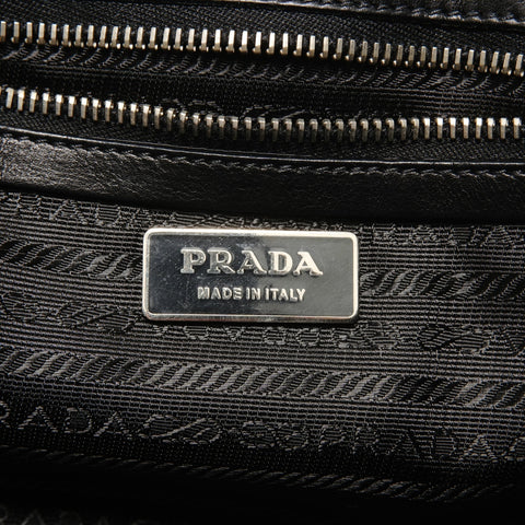 PRADA Nylon Leather Triangle Logo Buckle Shoulder Bag black WS27680